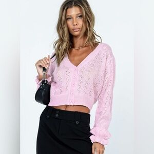 Princess Polly Lyric Cropped Cardigan Pink